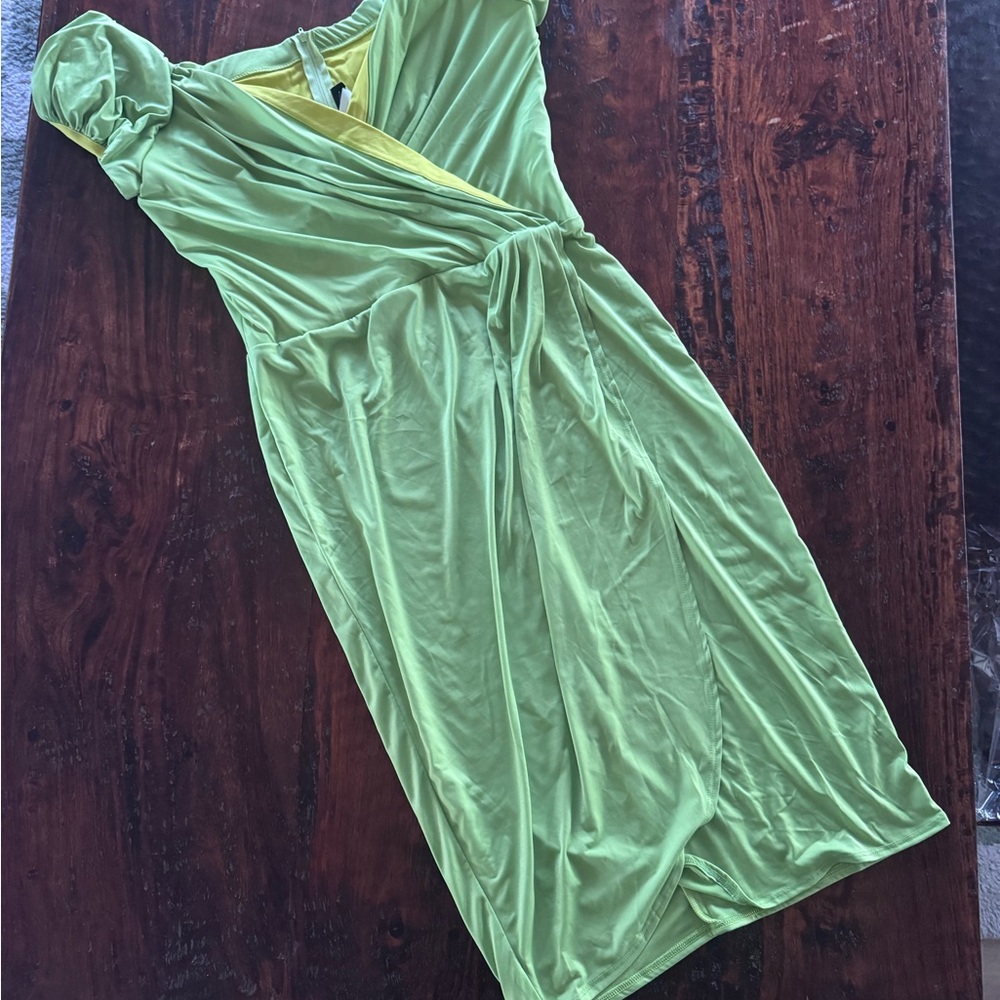 Laura byrnes pin-up girl clothing Michaela dress nwt XL chartreuse (rare) - Picture 4 of 5